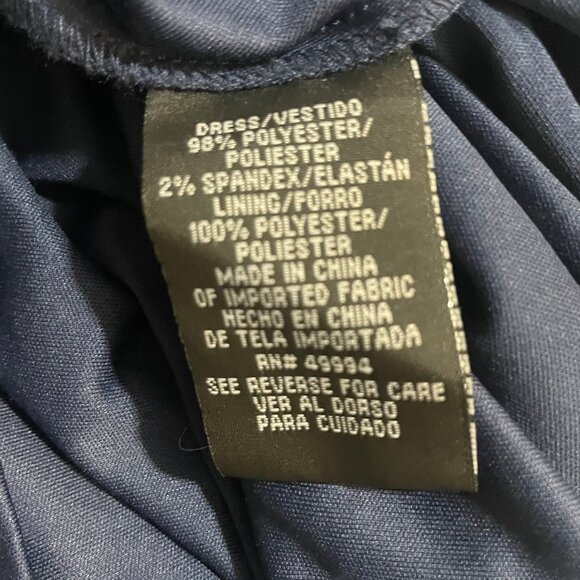 R & M RICHARDS‎ Womens Sz 6 PETITE Off-The-Shoulder Shimmer Lace Gown Navy Blue - Picture 11 of 13